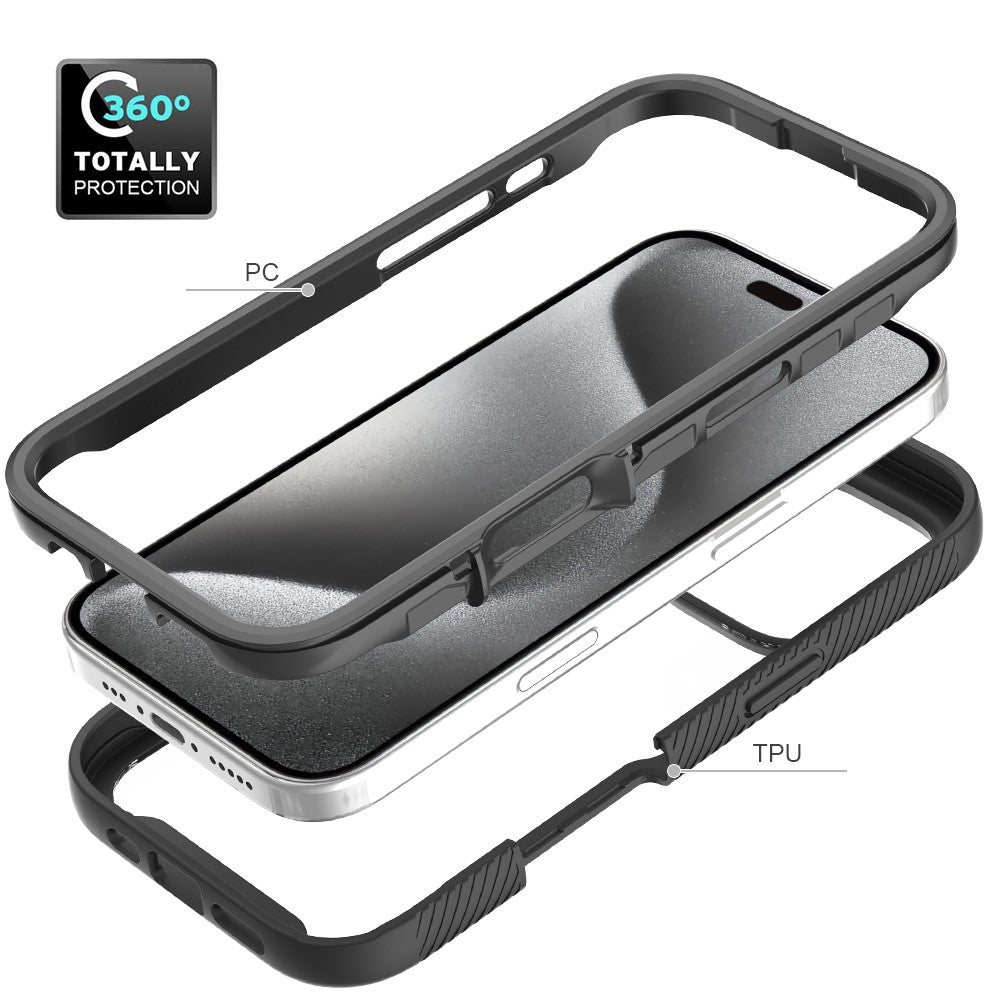 For iPhone 16 Pro Case PC+TPU Clear Phone Cover with PET Screen Film