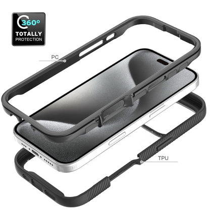 For iPhone 16 Pro Case PC+TPU Clear Phone Cover with PET Screen Film