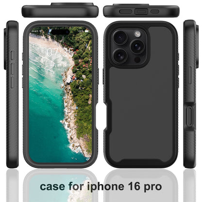 For iPhone 16 Pro Case PC+TPU Clear Phone Cover with PET Screen Film