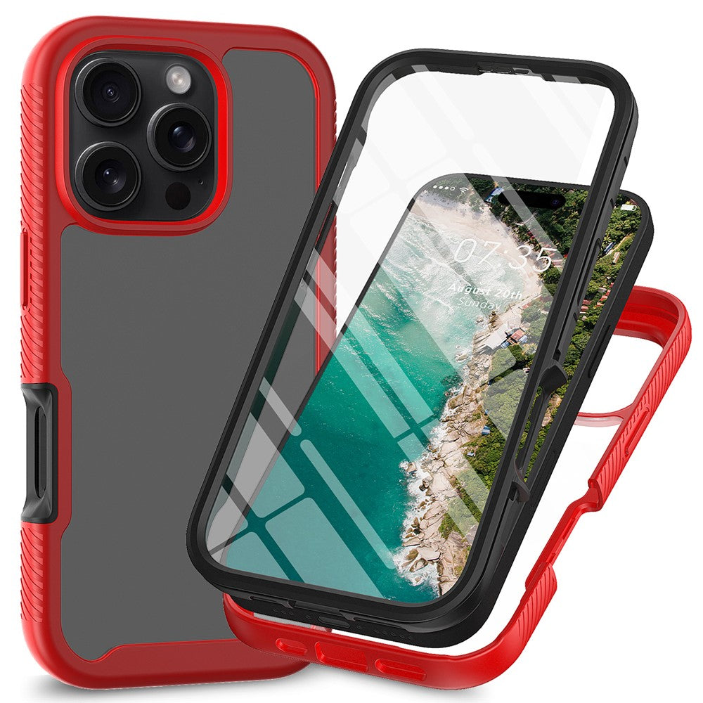 For iPhone 16 Pro Case PC+TPU Clear Phone Cover with PET Screen Film