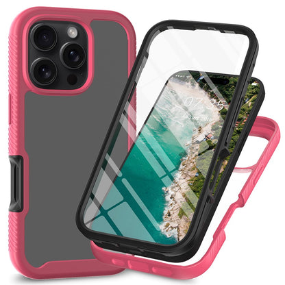 For iPhone 16 Pro Case PC+TPU Clear Phone Cover with PET Screen Film