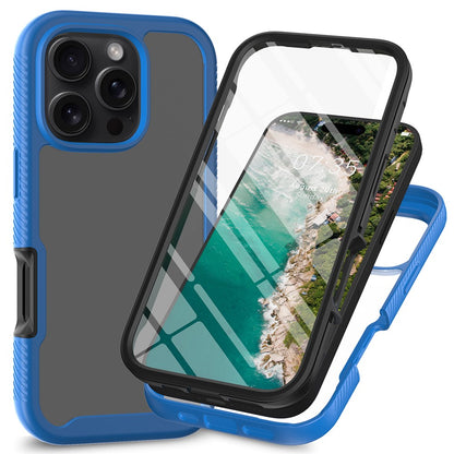 For iPhone 16 Pro Case PC+TPU Clear Phone Cover with PET Screen Film