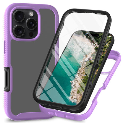 For iPhone 16 Pro Case PC+TPU Clear Phone Cover with PET Screen Film