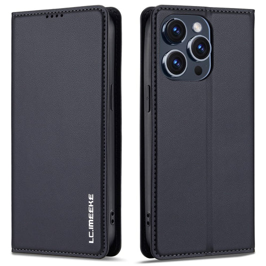 LC.IMEEKE L1 Series for iPhone 15 Pro Case PU Leather Wallet Stand Protective Phone Cover