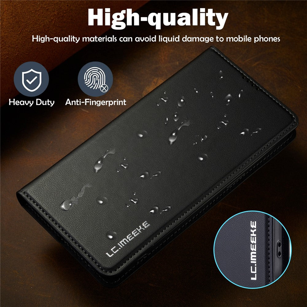LC.IMEEKE L1 Series for iPhone 15 Pro Case PU Leather Wallet Stand Protective Phone Cover