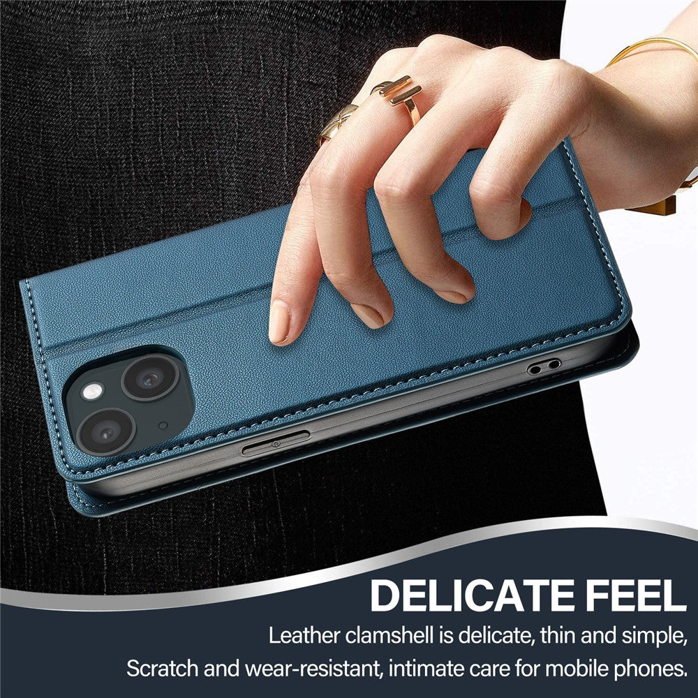 LC.IMEEKE L1 Series for iPhone 15 Case PU Leather Wallet Stand Protective Phone Cover