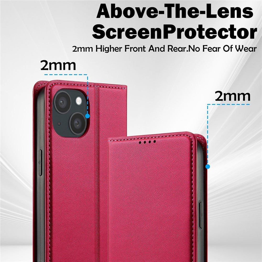 LC.IMEEKE L1 Series for iPhone 14 / 13 Case PU Leather Wallet Stand Protective Phone Cover
