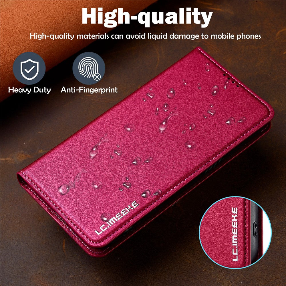 LC.IMEEKE L1 Series for iPhone 14 / 13 Case PU Leather Wallet Stand Protective Phone Cover