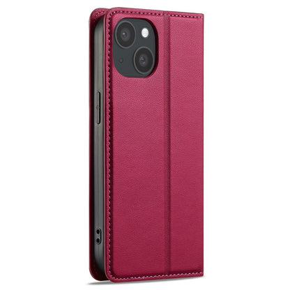 LC.IMEEKE L1 Series for iPhone 14 / 13 Case PU Leather Wallet Stand Protective Phone Cover
