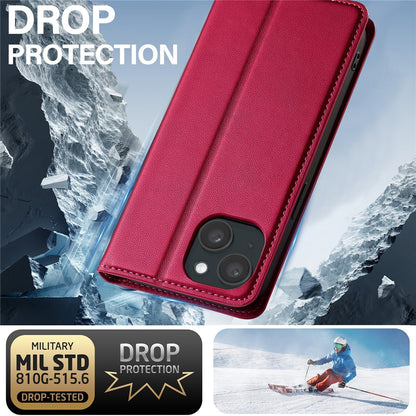 LC.IMEEKE L1 Series for iPhone 14 / 13 Case PU Leather Wallet Stand Protective Phone Cover
