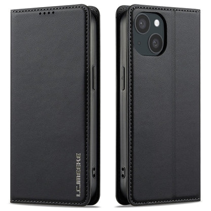 LC.IMEEKE L1 Series for iPhone 14 / 13 Case PU Leather Wallet Stand Protective Phone Cover