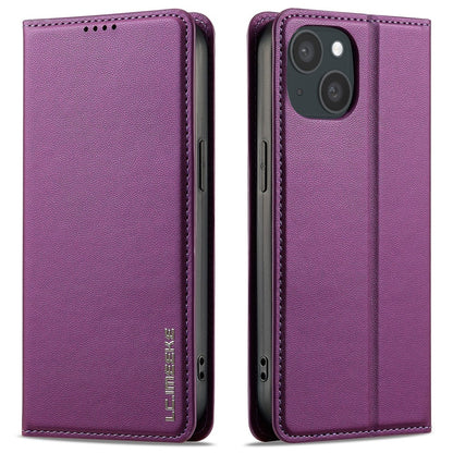 LC.IMEEKE L1 Series for iPhone 14 / 13 Case PU Leather Wallet Stand Protective Phone Cover