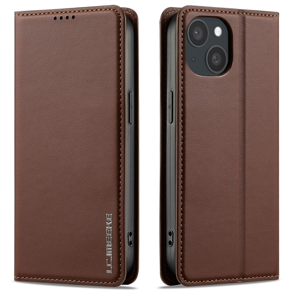 LC.IMEEKE L1 Series for iPhone 14 / 13 Case PU Leather Wallet Stand Protective Phone Cover