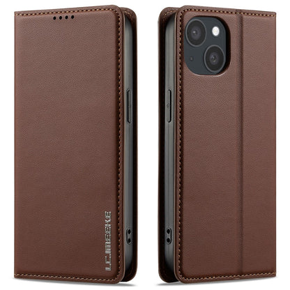 LC.IMEEKE L1 Series for iPhone 14 / 13 Case PU Leather Wallet Stand Protective Phone Cover