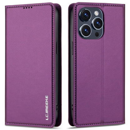 LC.IMEEKE L1 Series for iPhone 14 Pro Case PU Leather Wallet Stand Protective Phone Cover