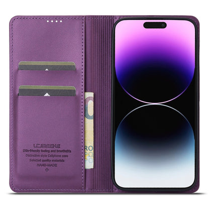 LC.IMEEKE L1 Series for iPhone 14 Pro Case PU Leather Wallet Stand Protective Phone Cover