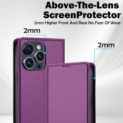 LC.IMEEKE L1 Series for iPhone 14 Pro Case PU Leather Wallet Stand Protective Phone Cover