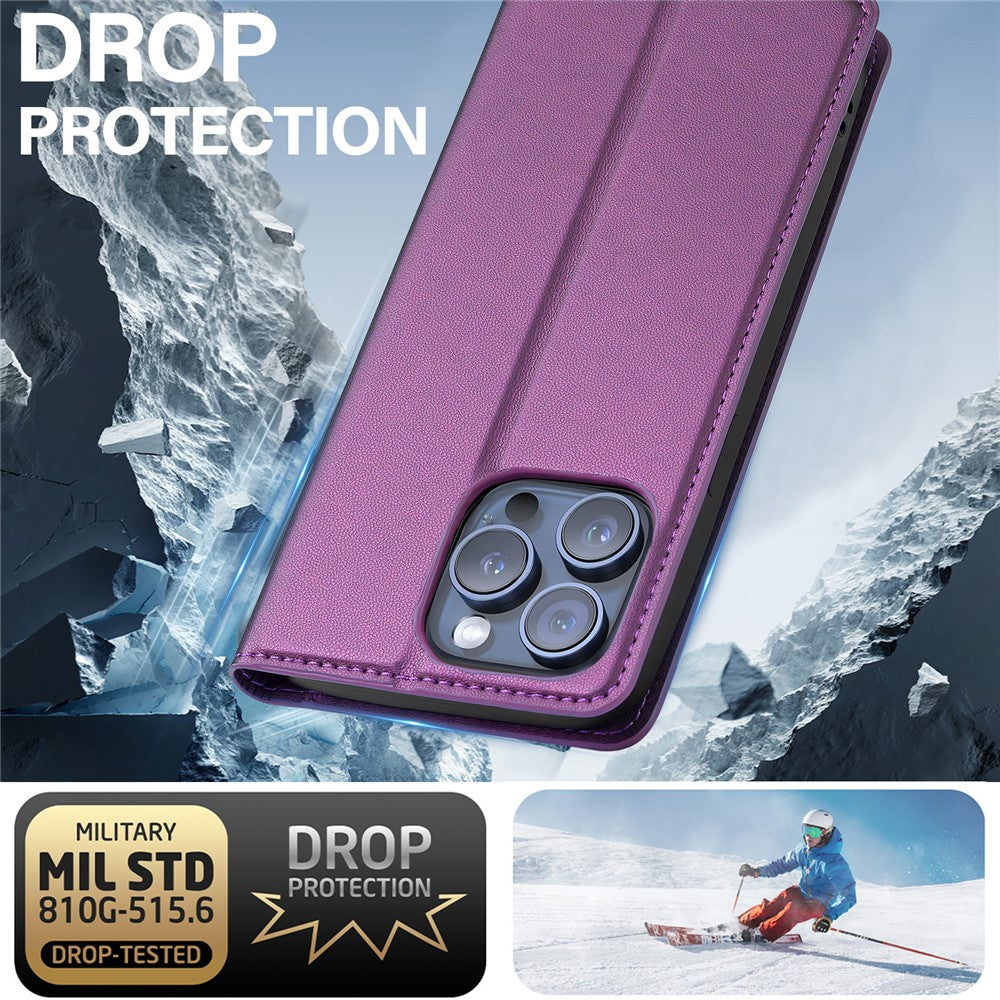 LC.IMEEKE L1 Series for iPhone 14 Pro Case PU Leather Wallet Stand Protective Phone Cover