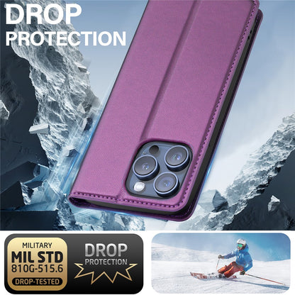 LC.IMEEKE L1 Series for iPhone 14 Pro Case PU Leather Wallet Stand Protective Phone Cover