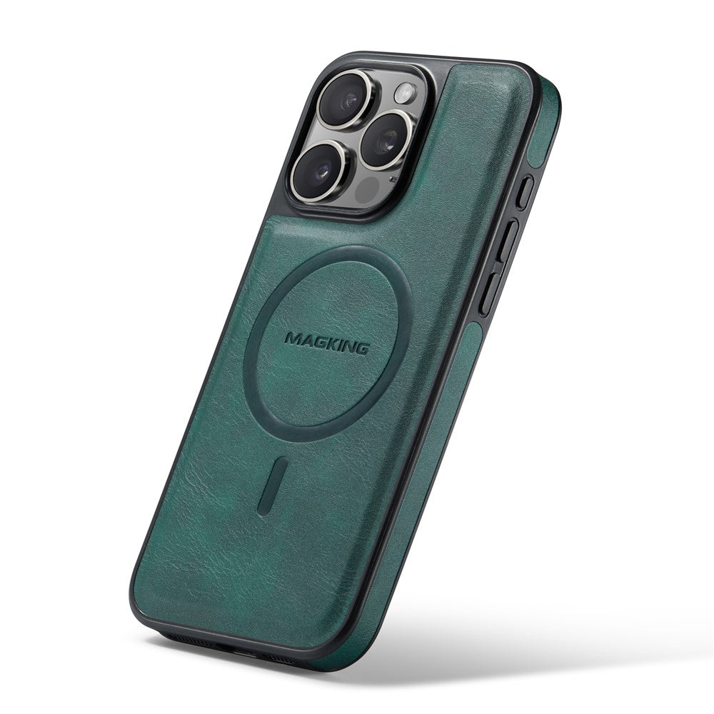 MAGKING K1 Series For iPhone 16 Pro Max Magnetic Case PC+TPU+PU Leather Shockproof Phone Cover