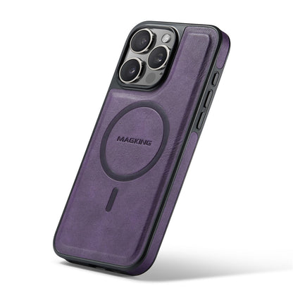 MAGKING K1 Series For iPhone 14 Pro Magnetic Case PC+TPU+PU Leather Shockproof Phone Cover