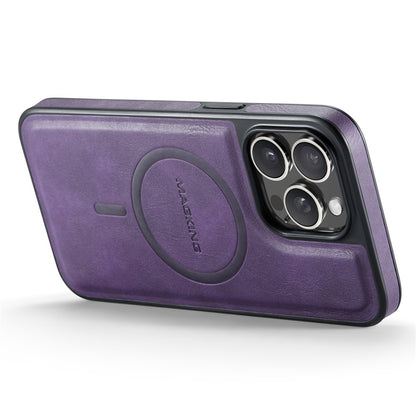 MAGKING K1 Series For iPhone 14 Pro Magnetic Case PC+TPU+PU Leather Shockproof Phone Cover