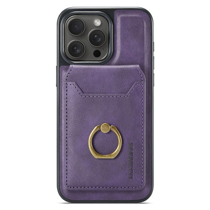 MAGKING K1 Series For iPhone 14 Pro Magnetic Case PC+TPU+PU Phone Cover with Card Holder Kickstand