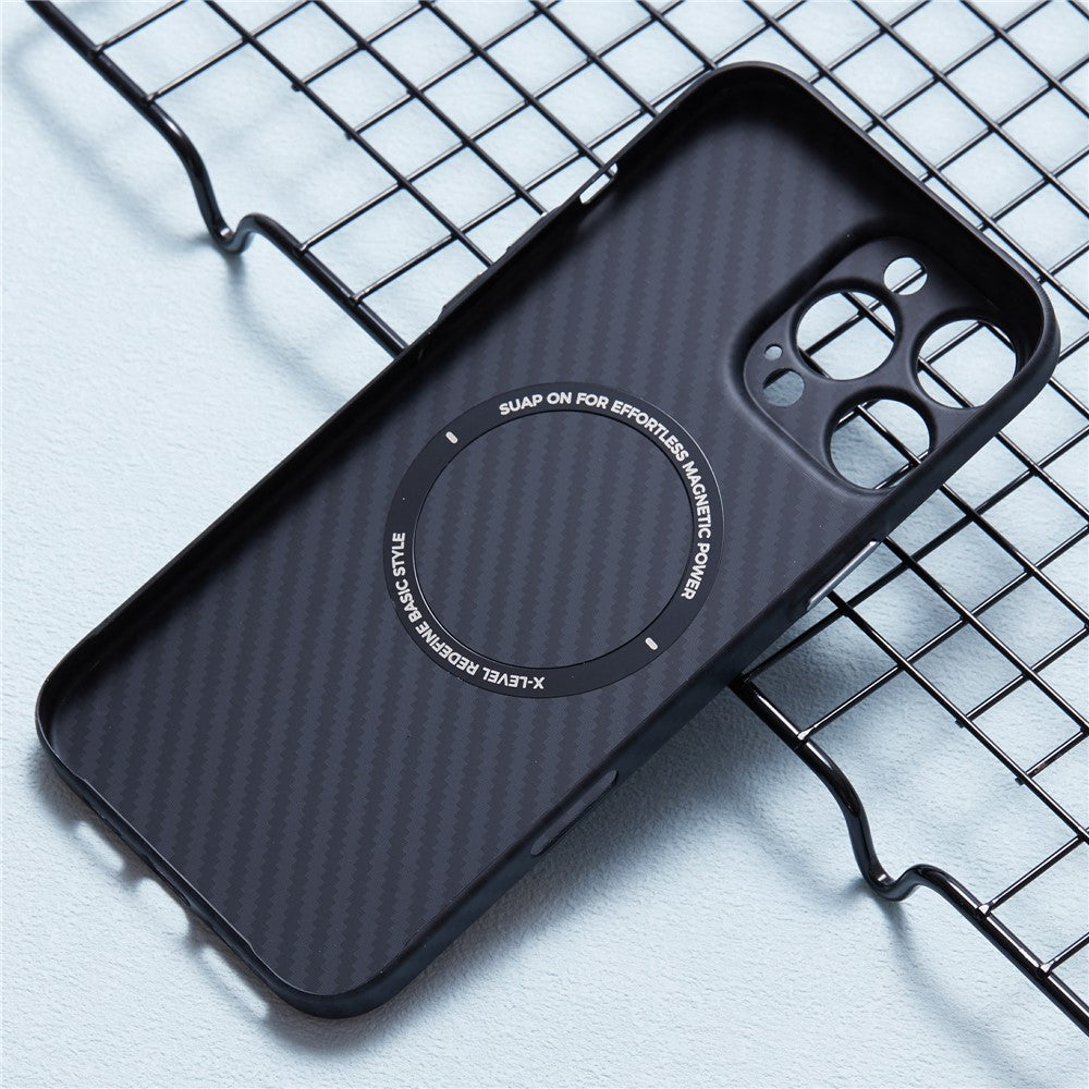 X-LEVEL For iPhone 16 Pro Magnetic Case Ultra-Thin PC Hard Phone Cover Carbon Fiber Texture