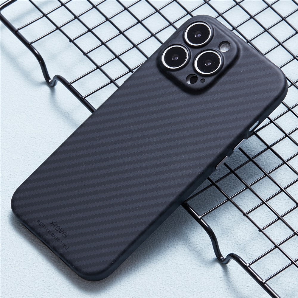 X-LEVEL For iPhone 16 Pro Magnetic Case Ultra-Thin PC Hard Phone Cover Carbon Fiber Texture
