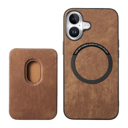 For iPhone 16 Case Compatible with MagSafe Leather Back Cover with Detachable Card Holder