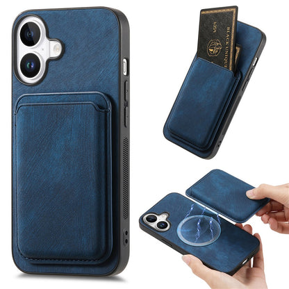 For iPhone 16 Case Compatible with MagSafe Leather Back Cover with Detachable Card Holder