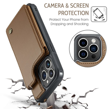 For iPhone 16 Pro Max Phone Case CASEME C22 Leather Back Cover with RFID Blocking Card Slots