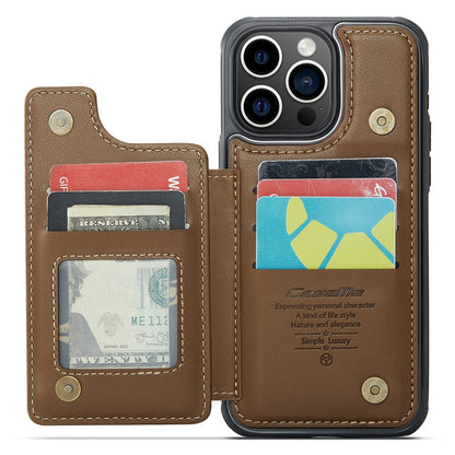 For iPhone 16 Pro Max Phone Case CASEME C22 Leather Back Cover with RFID Blocking Card Slots
