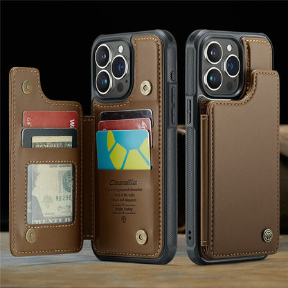 For iPhone 16 Pro Max Phone Case CASEME C22 Leather Back Cover with RFID Blocking Card Slots