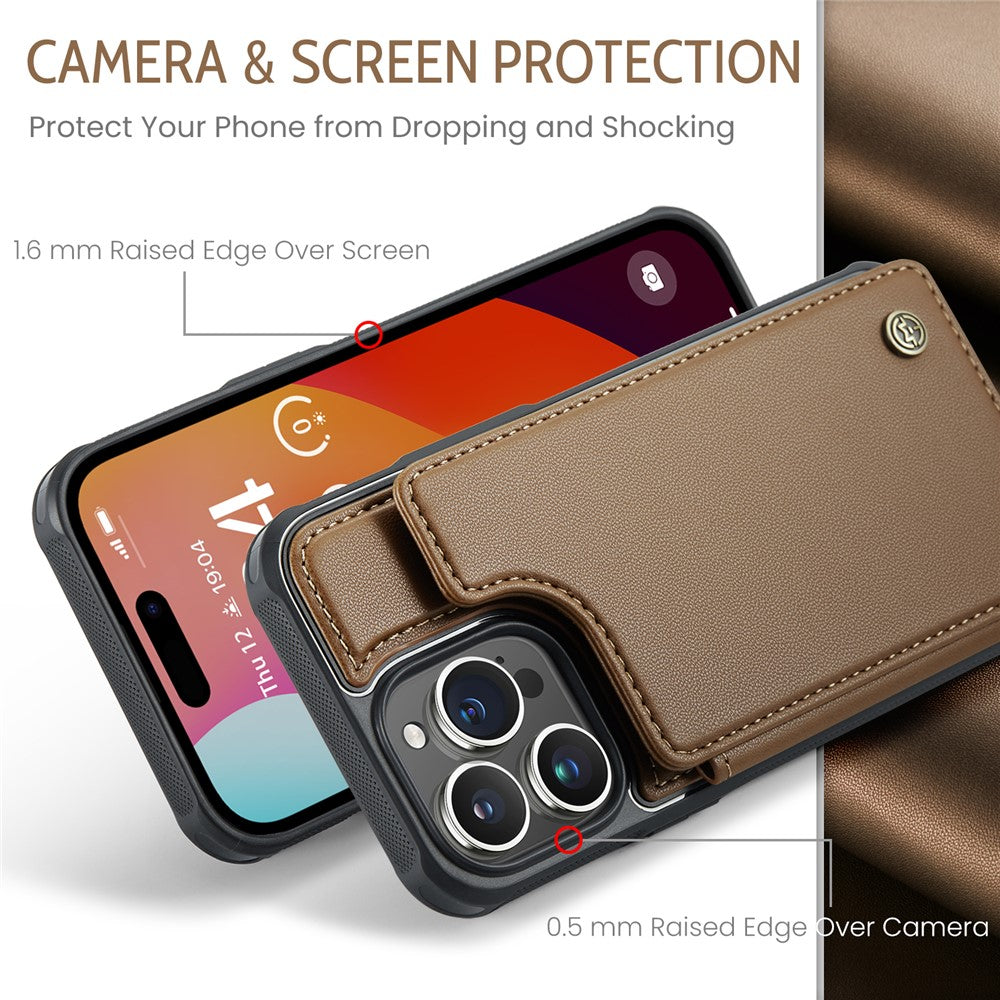 For iPhone 16 Pro Max Phone Case CASEME C22 Leather Back Cover with RFID Blocking Card Slots