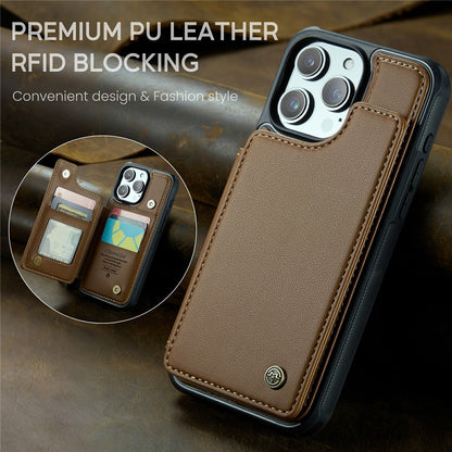 For iPhone 16 Pro Max Phone Case CASEME C22 Leather Back Cover with RFID Blocking Card Slots