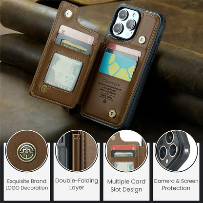 For iPhone 16 Pro Max Phone Case CASEME C22 Leather Back Cover with RFID Blocking Card Slots