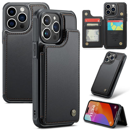 For iPhone 16 Pro Max Phone Case CASEME C22 Leather Back Cover with RFID Blocking Card Slots