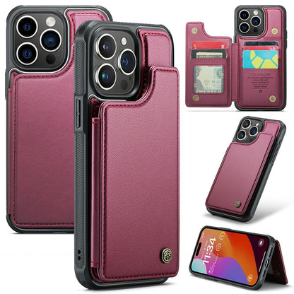 For iPhone 16 Pro Max Phone Case CASEME C22 Leather Back Cover with RFID Blocking Card Slots
