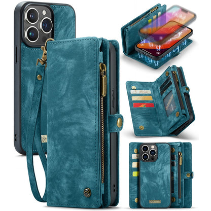 For iPhone 16 Pro Phone Cases CASEME 008 Leather Cover with Detachable Wallet and Strap