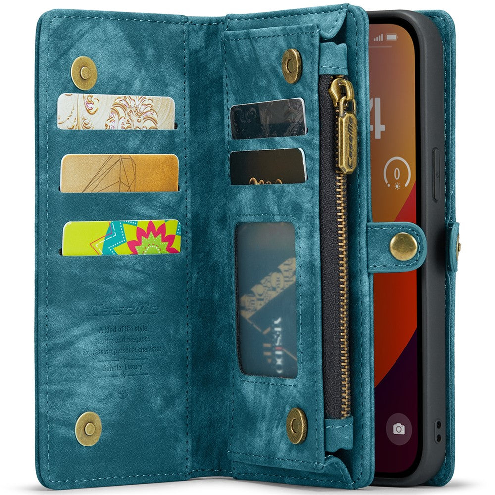 For iPhone 16 Pro Phone Cases CASEME 008 Leather Cover with Detachable Wallet and Strap