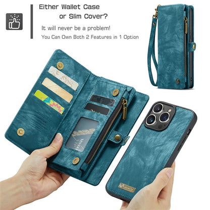 For iPhone 16 Pro Phone Cases CASEME 008 Leather Cover with Detachable Wallet and Strap