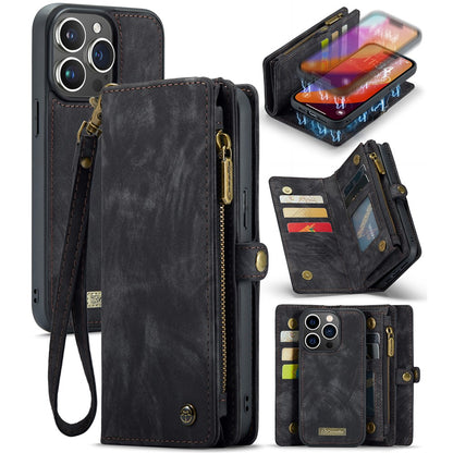 For iPhone 16 Pro Phone Cases CASEME 008 Leather Cover with Detachable Wallet and Strap
