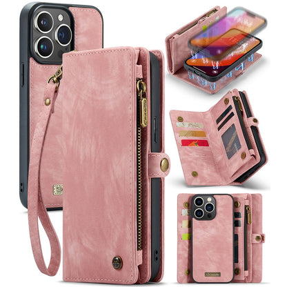 For iPhone 16 Pro Phone Cases CASEME 008 Leather Cover with Detachable Wallet and Strap