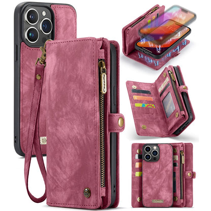 For iPhone 16 Pro Phone Cases CASEME 008 Leather Cover with Detachable Wallet and Strap
