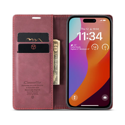 CASEME 013 Series For iPhone 16 Pro Case Card Holder Stand Leather Phone Cover
