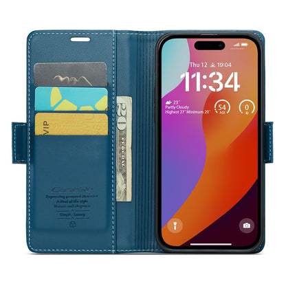 For iPhone 16 Pro Max Leather Case CASEME 023 RFID Blocking 3 Card Slot Mobile Cover