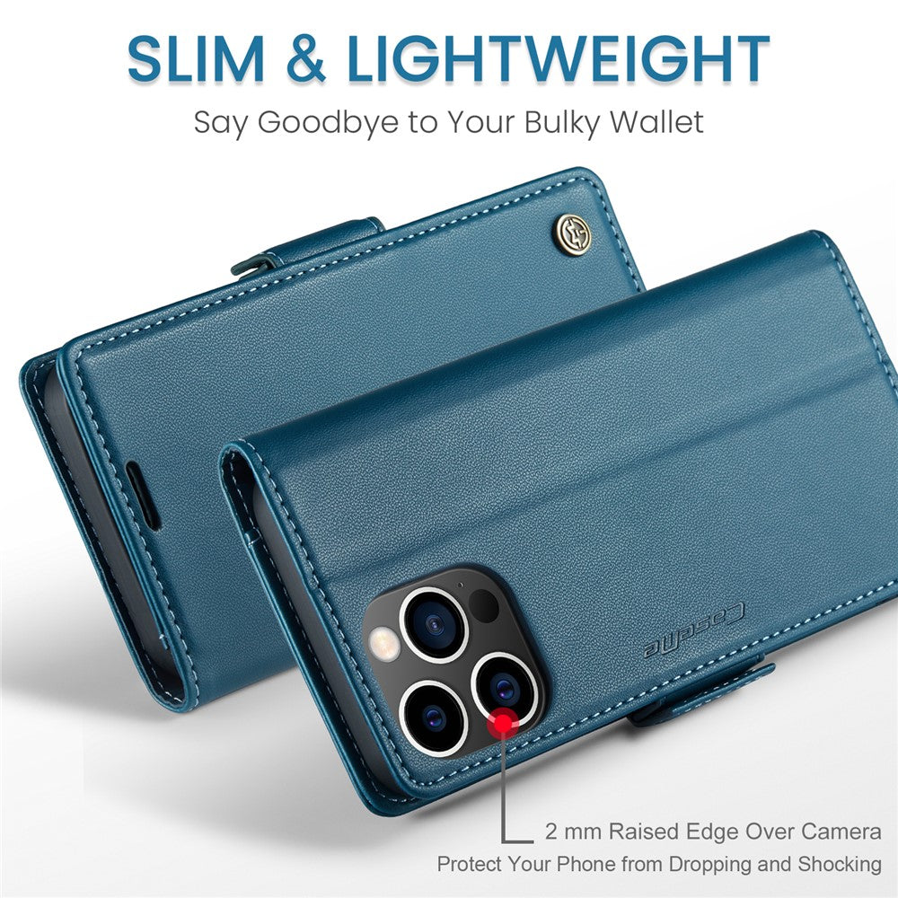 For iPhone 16 Pro Max Leather Case CASEME 023 RFID Blocking 3 Card Slot Mobile Cover