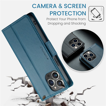 For iPhone 16 Pro Max Leather Case CASEME 023 RFID Blocking 3 Card Slot Mobile Cover