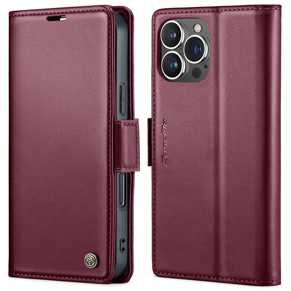 For iPhone 16 Pro Max Leather Case CASEME 023 RFID Blocking 3 Card Slot Mobile Cover